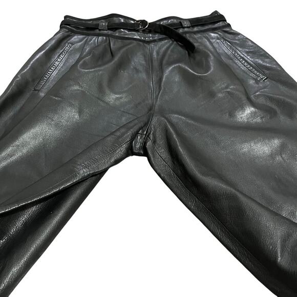 G. Gucci Vintage 70s High Rise Black Leather Pants Womenβs Size Large - Picture 10 of 16